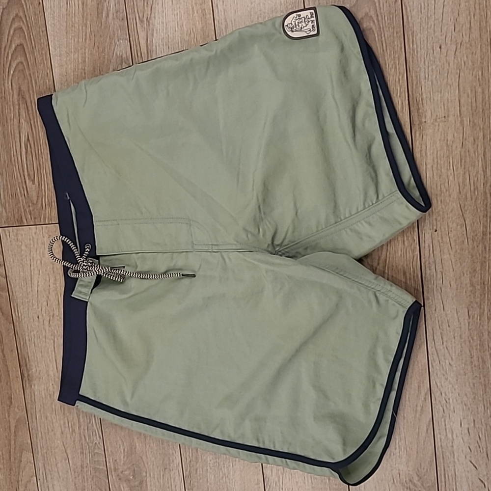 KANVAS Katin Custom Surf Trunks Light Green Nylon Mens‎ Board Shorts Sz 34 RARE